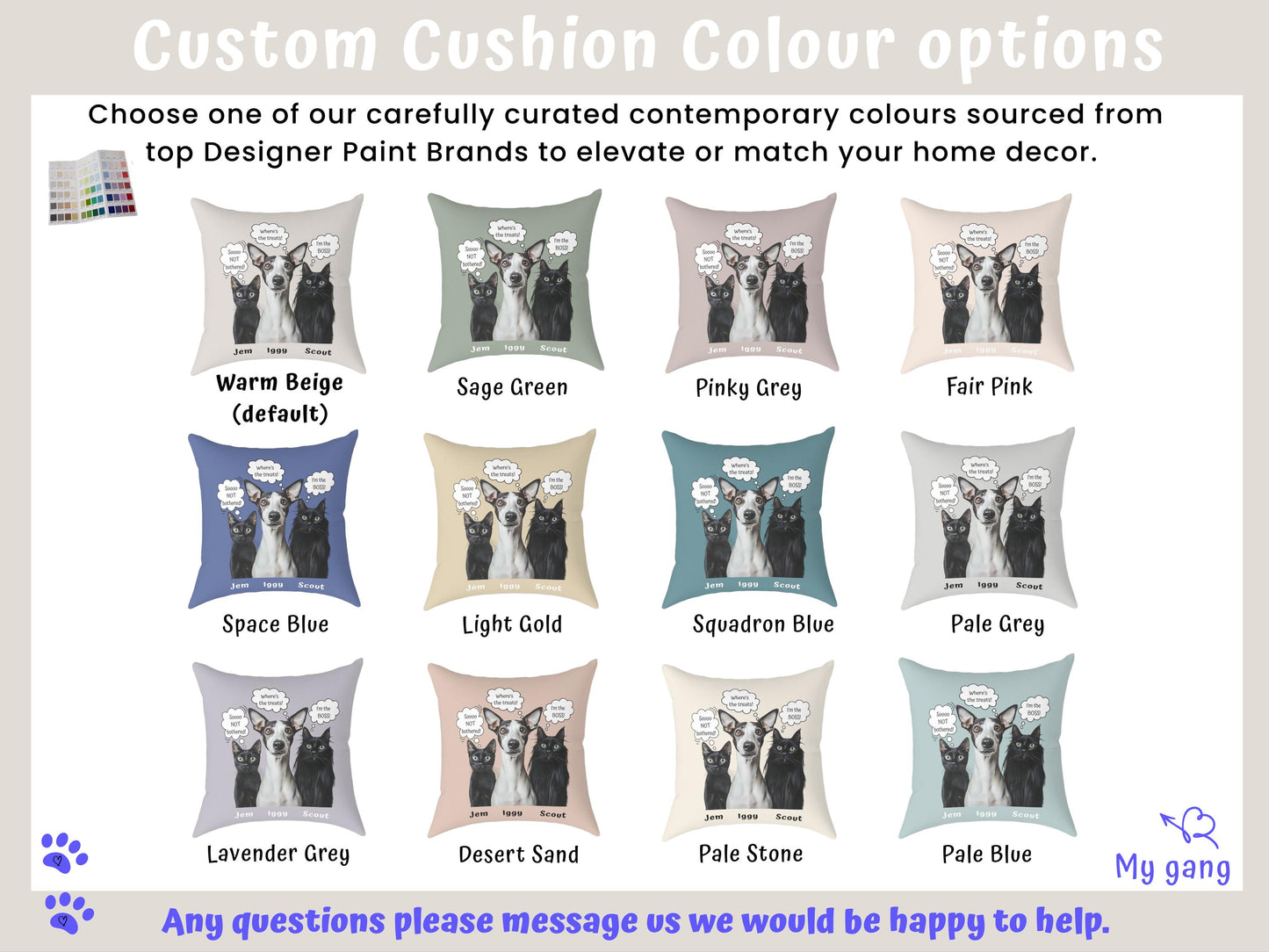 Pet Pillow Personalised from Photo + Name + Unique Personalized Text Quote, Home Decor Cushion Fun Unique Dog or Cat Personalities Pet Gift