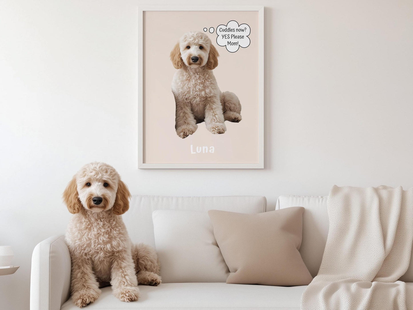 Framed Custom Portrait Gift, Personalized Dog or Cat Portrait from Photo, Custom Pet Print, Dog Artwork, Cat Wall Print Animal Lover Gift