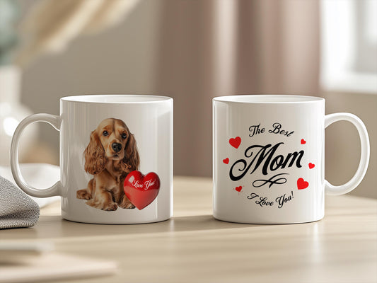 Custom Pet Mug with 'Best Mom' Mothers Day Quote or 'Best Dad' Fathers Day Gift, Personalized Dog or Cat Heart Photo Mug, Ceramic Coffee Cup