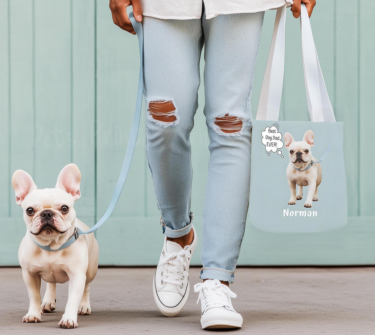 Tote Bag Personalized From Pet Photo + Name + Fun Cute Quote, Unique Personalized Pet Portrait Canvas Bag, Everyday Reusable Personal Gift
