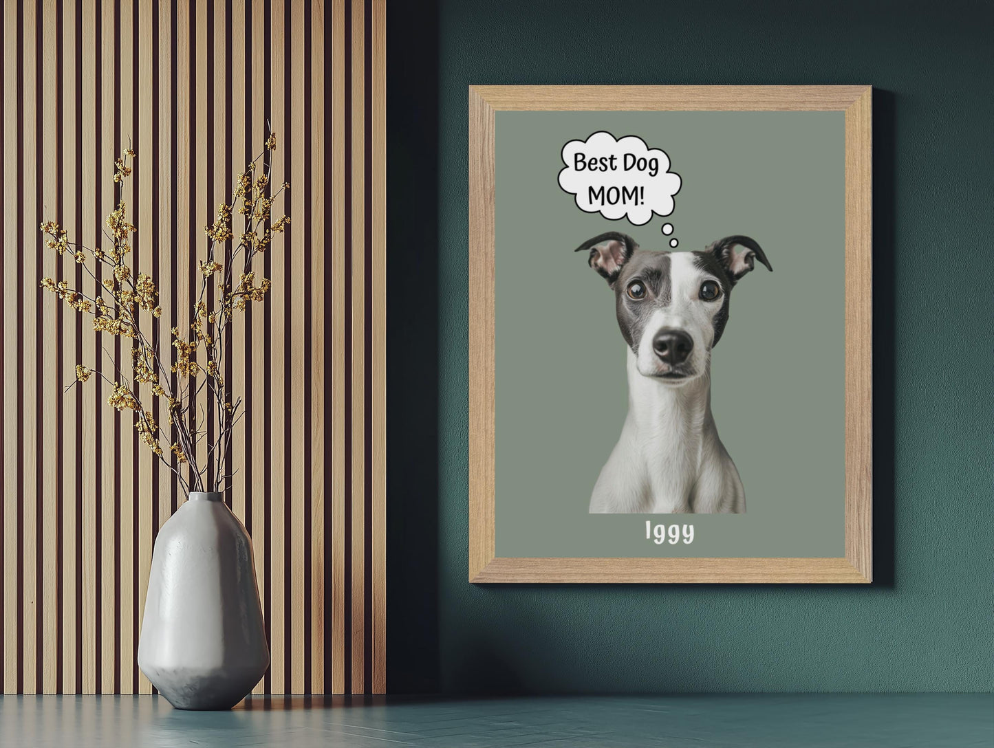 Framed Custom Portrait Gift, Personalized Dog or Cat Portrait from Photo, Custom Pet Print, Dog Artwork, Cat Wall Print Animal Lover Gift