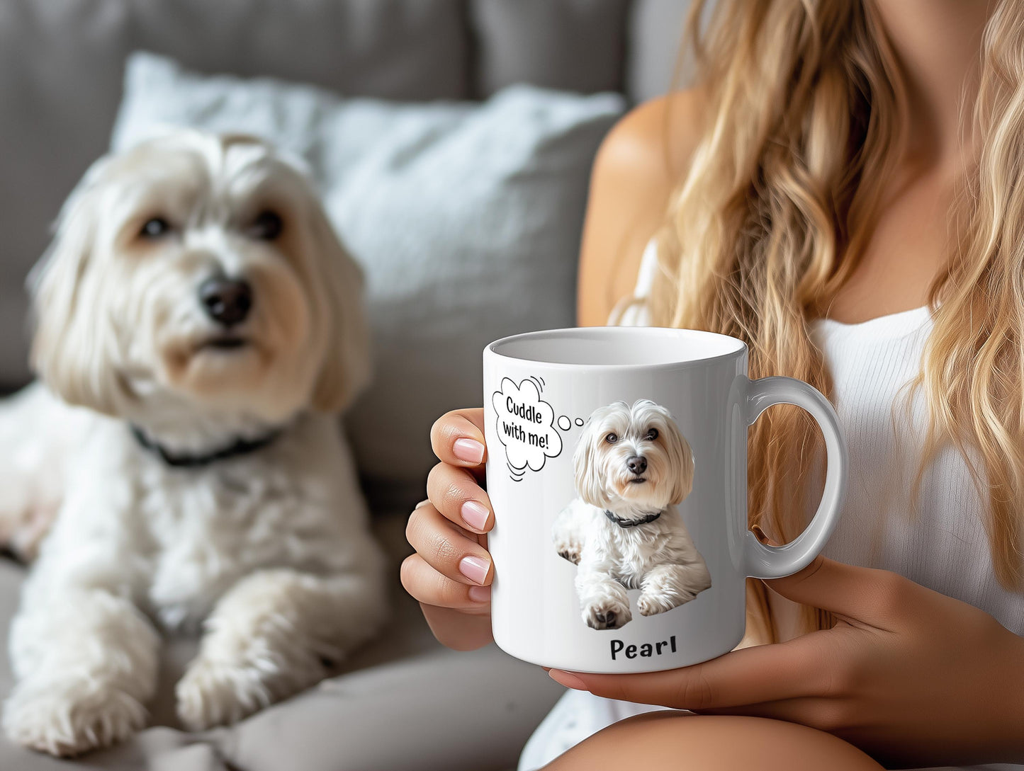 Pet Mug Personalized with Photo + Name + Fun Custom Text, Your Pets Personality Ceramic Coffee Cup, Cat Owners Dog Lovers Memorial Pet Gift