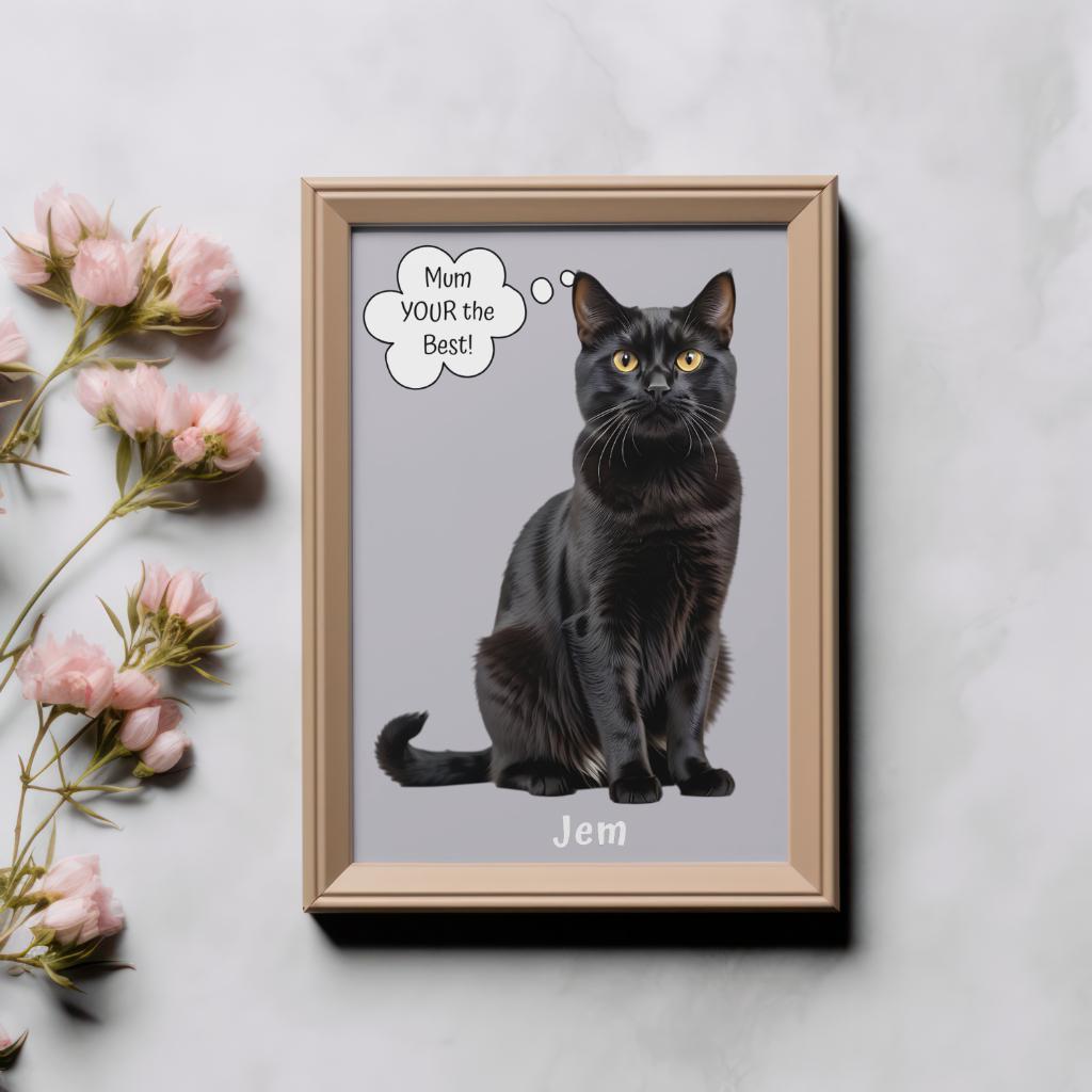 Custom Pet Portrait Print Gift, Personalized Photo + Name Celebrating Your Cat Dogs Personalities, Unique Whimsical 'Quote' Wall Art Poster