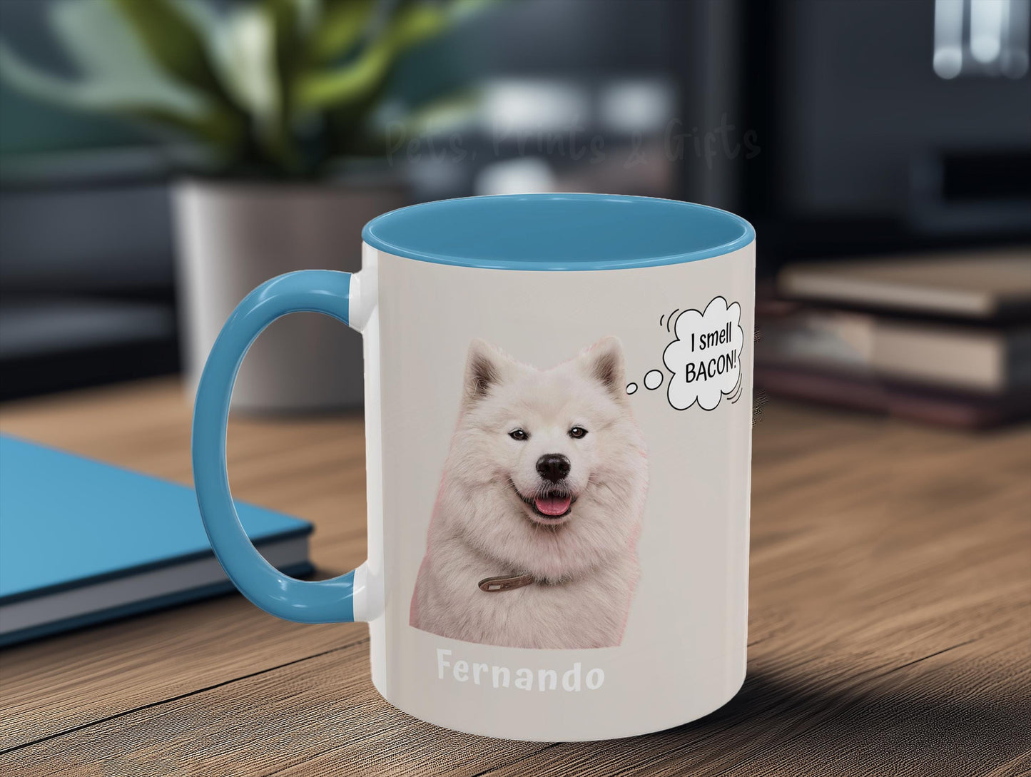 Personalized Pet Mug, Custom Coffee Cup from Photo with Name & Heartfelt 'Thought' Text, Accent Ceramic Mug Ideal Gift for Dog or Cat Lovers