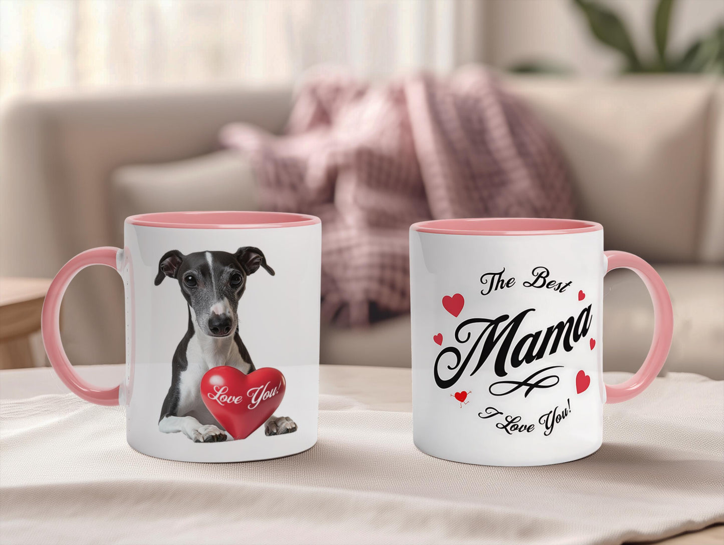 Custom Pet Mug with 'Best Mom' Mothers Day Quote or 'Best Dad' Fathers Day Gift, Personalized Dog or Cat Heart Photo Mug, Ceramic Coffee Cup