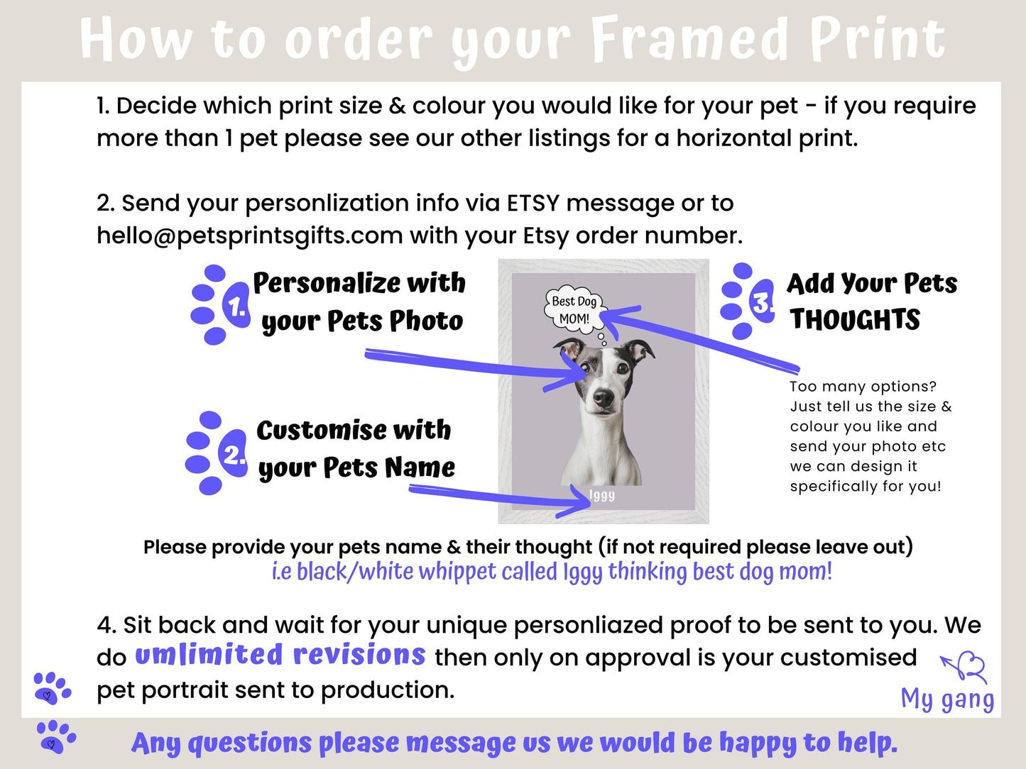 Framed Custom Portrait Gift, Personalized Dog or Cat Portrait from Photo, Custom Pet Print, Dog Artwork, Cat Wall Print Animal Lover Gift