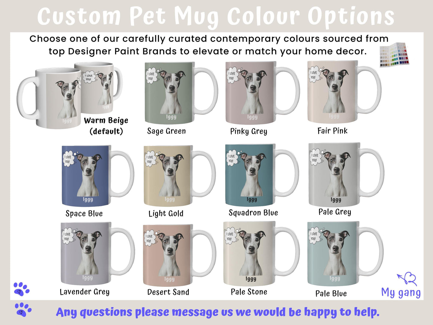Custom Photo Mug with Pets Name & Whimsical Pet 'Thought' Text, Personalized Portrait Coffee Cup Gift For Dog Moms Cat Dads | Animal Lovers