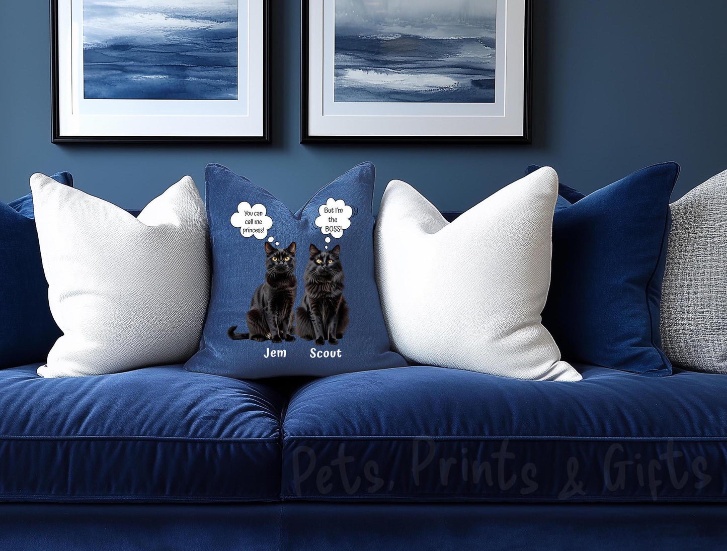 Pet Pillow Personalised from Photo + Name + Unique Personalized Text Quote, Home Decor Cushion Fun Unique Dog or Cat Personalities Pet Gift