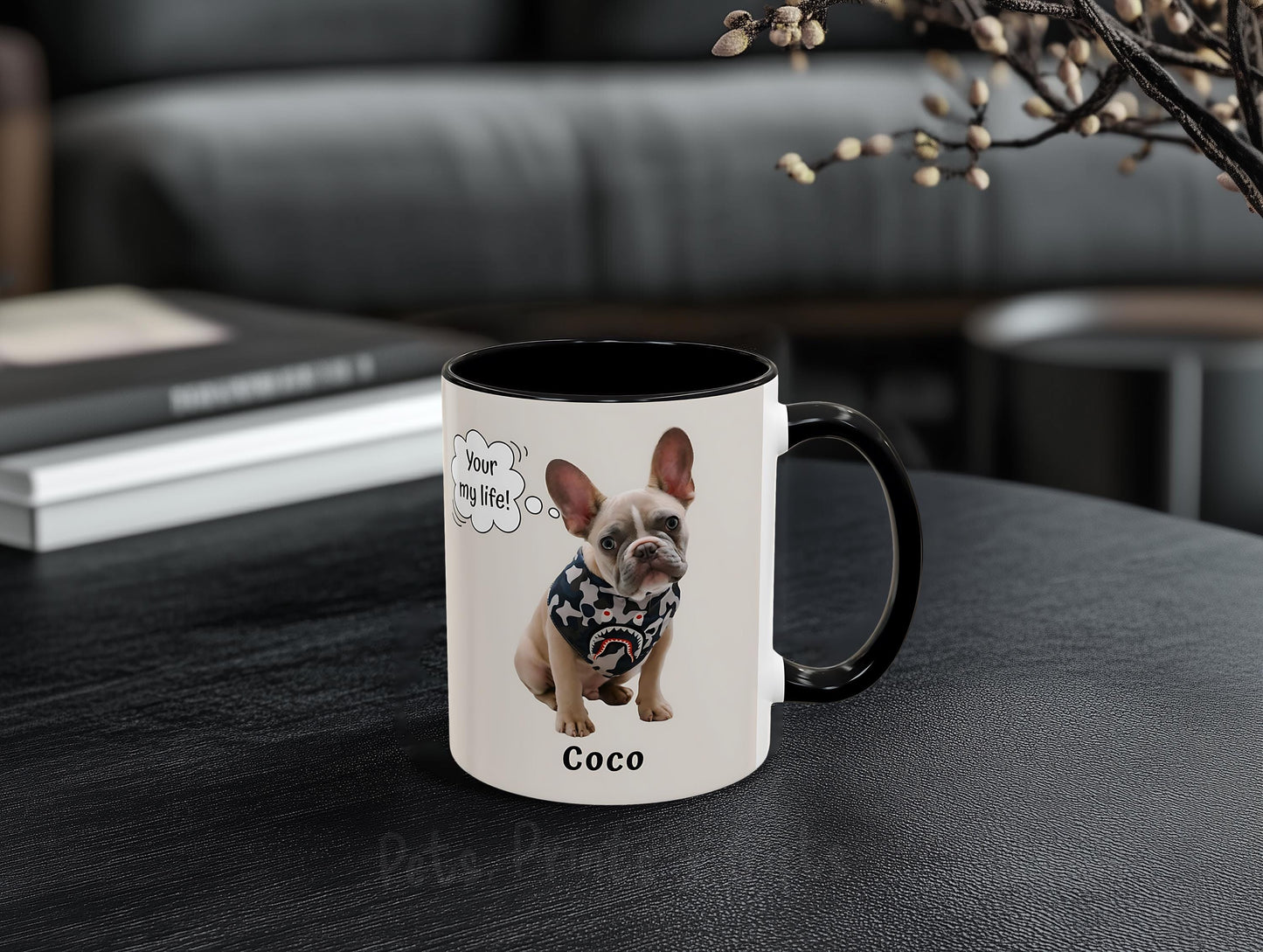 Pet Mug Custom with Photo, Name & Personalized Quirky Quote, Ceramic Accent Coffee Cup, Dog or Cat Personalities Fun Pet Lovers Owners Gift