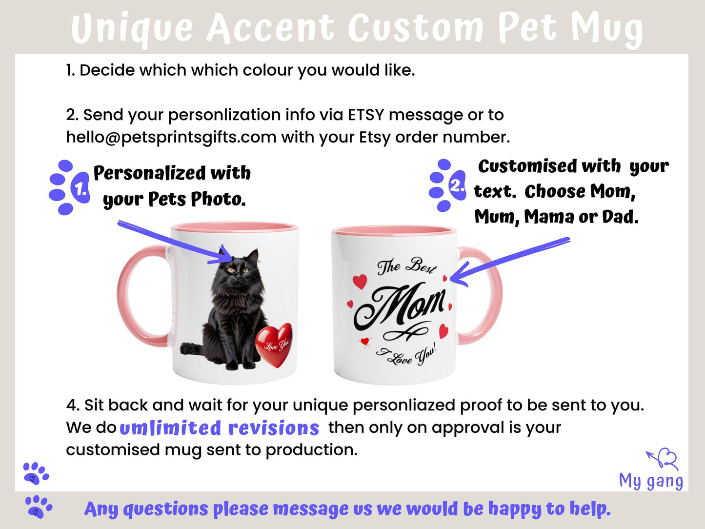 Custom Pet Mug with 'Best Mom' Mothers Day Quote or 'Best Dad' Fathers Day Gift, Personalized Dog or Cat Heart Photo Mug, Ceramic Coffee Cup
