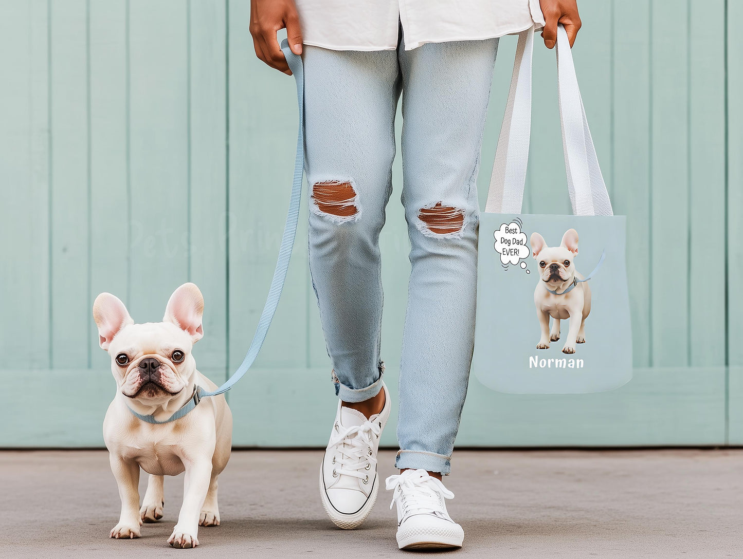 Personalized Pet Tote Bag with Photo & Name + Funny 'Thought' Custom Text Dog Or Cat Portrait, Bespoke Printed Pet Mom Tote, Pet Owners Gift