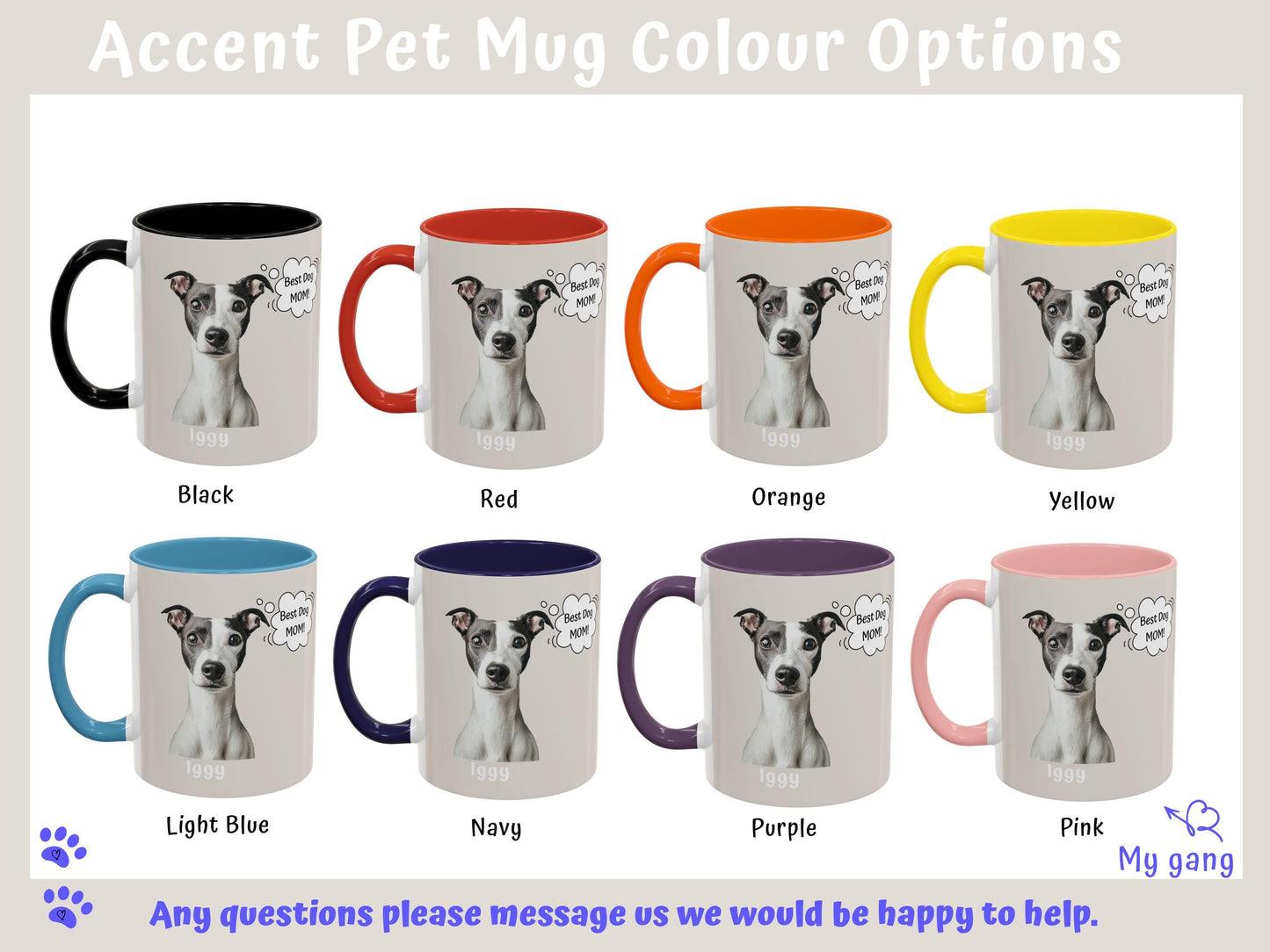 Personalized Pet Mug, Custom Coffee Cup from Photo with Name & Heartfelt 'Thought' Text, Accent Ceramic Mug Ideal Gift for Dog or Cat Lovers
