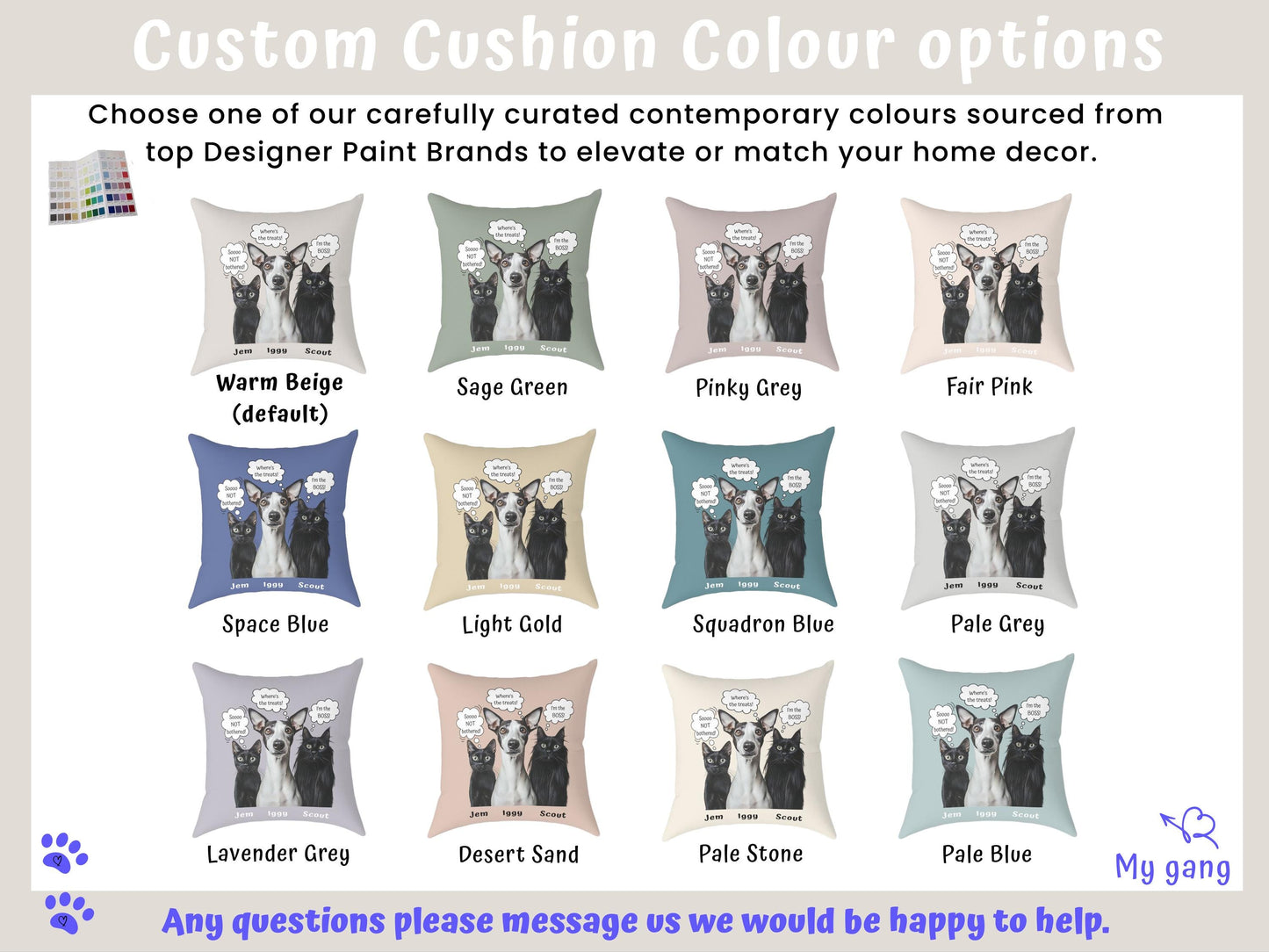 Customized Pet Pillow from Photo + Name + Cute Fun Quote, Personalized Portrait Cushion, Unique Cat Dog Personalities Pet Lover | Owner Gift