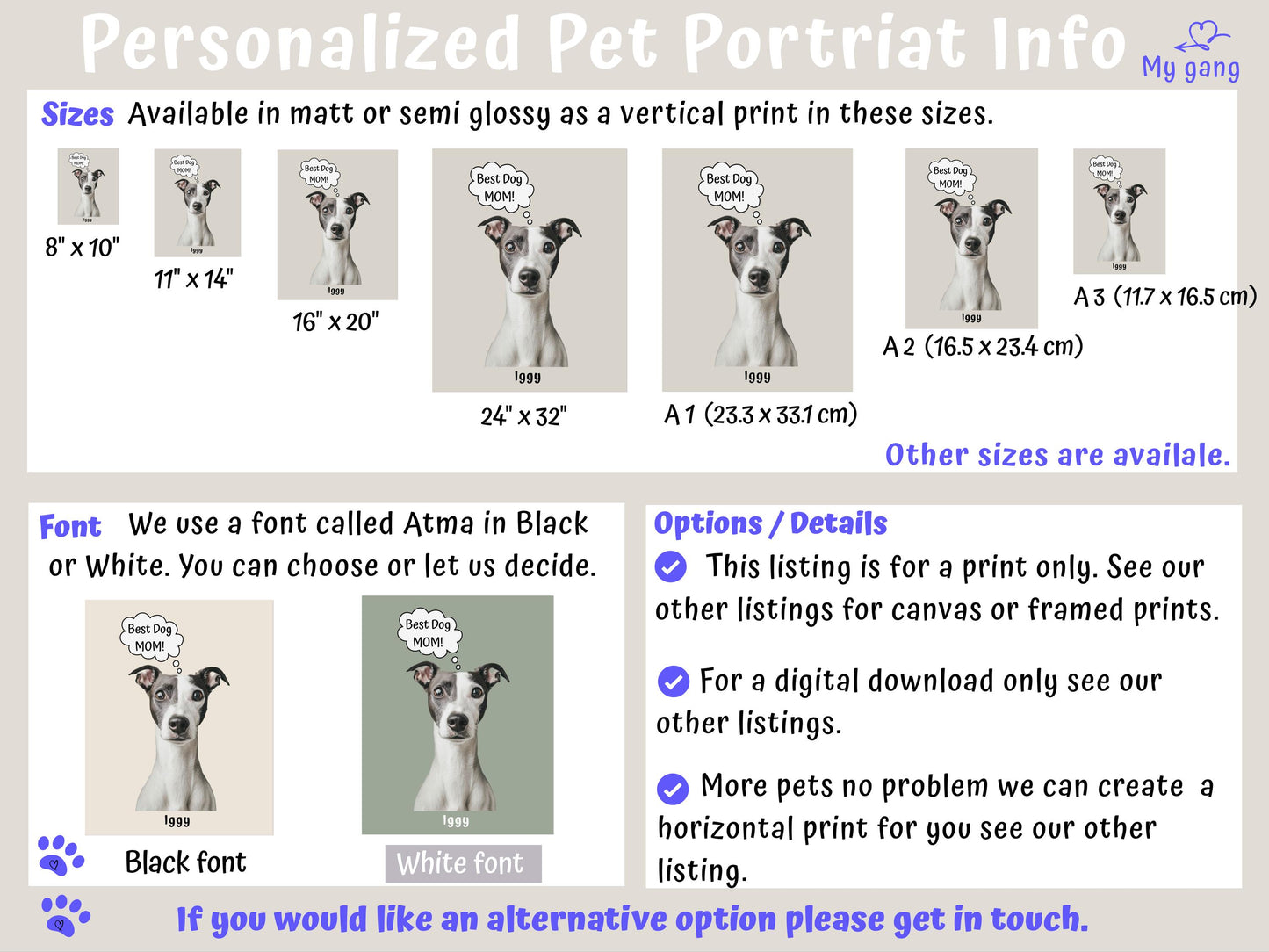 Custom Pet Portrait Print Gift, Personalized Photo +  Name Celebrating Your Cat Dogs Personalities, Unique Whimsical 'Quote' Wall Art Poster