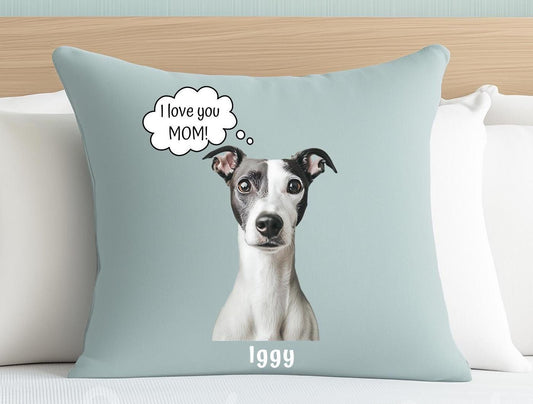 Pet Pillow using Photo + Name + Unique Personalized Custom Text, Cute Animal Personality Pet Face Photo Cushion, Dog Owner or Cat Lover Gift
