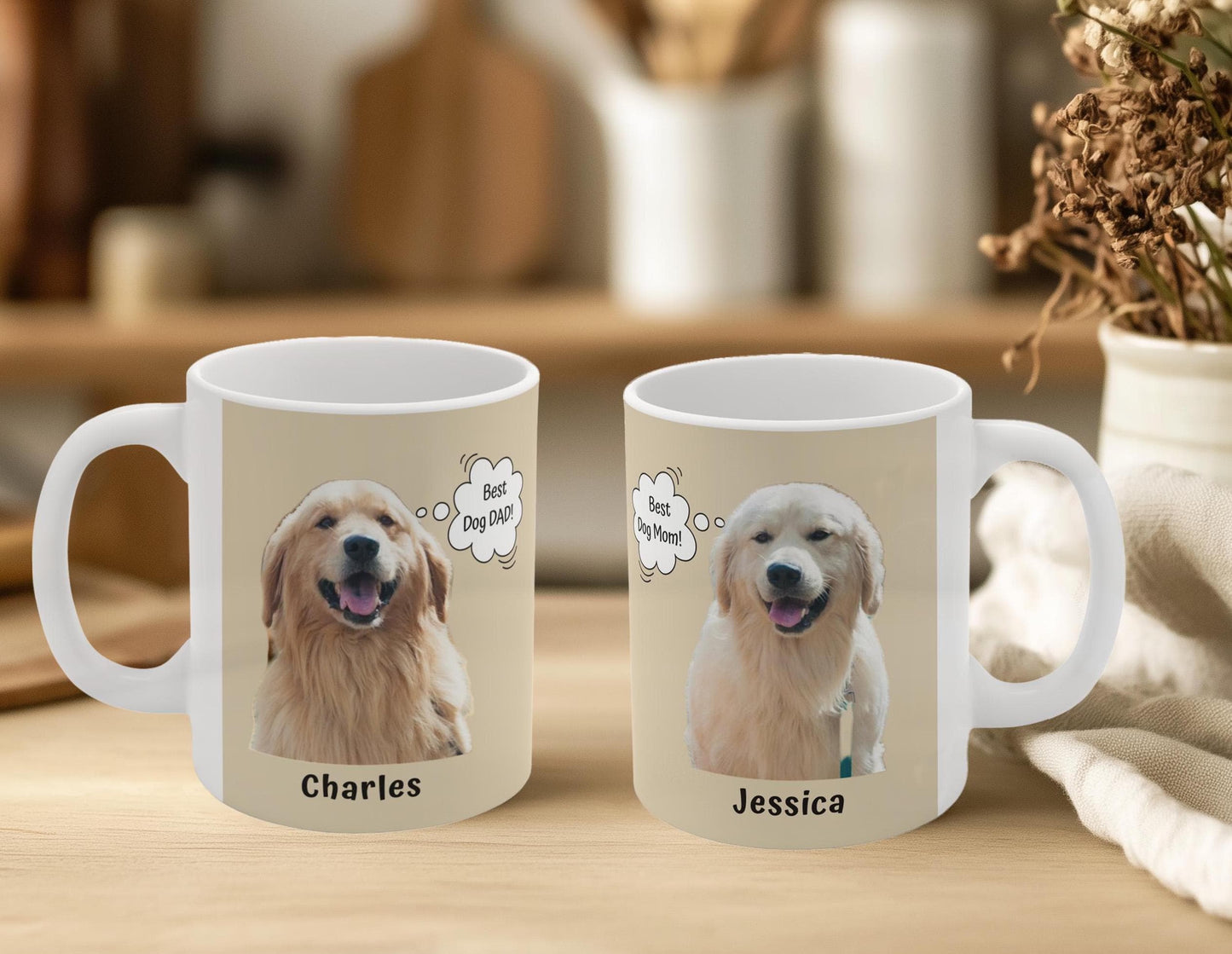 Pet Mug Personalized with Photo + Name + Fun Custom Text, Your Pets Personality Ceramic Coffee Cup, Cat Owners Dog Lovers Memorial Pet Gift